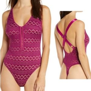 Free People Bodysuit Thank You Never Magenta NWT Women's M